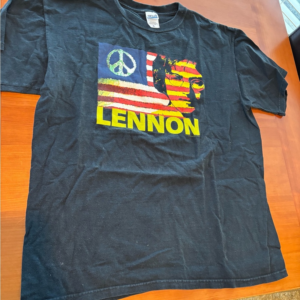 2004 John Lennon "Give Peace a Chance" T-Shirt L Yoko Ono Lennon Single Stitch